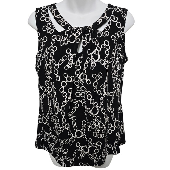 Nine West Tops - Nine West Womens Chain Link Print Sleeveless Keyhole Blouse Medium Career Comfy